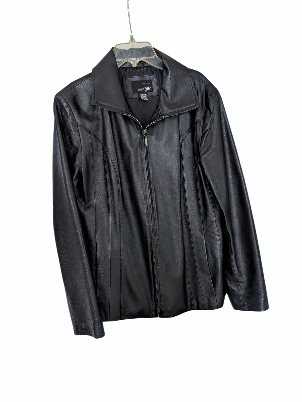 East 5th Genuine Leather Zip-Up Jacket - Black - Size Medium
